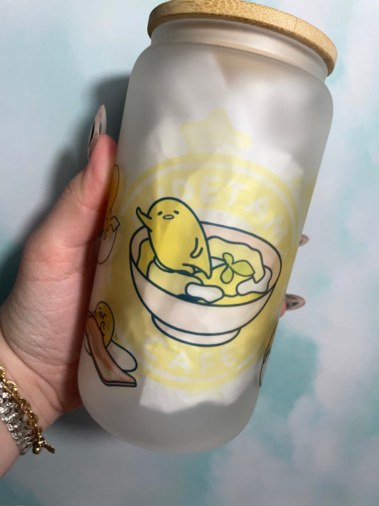 Lazy Egg 16oz Frosted Glass Can