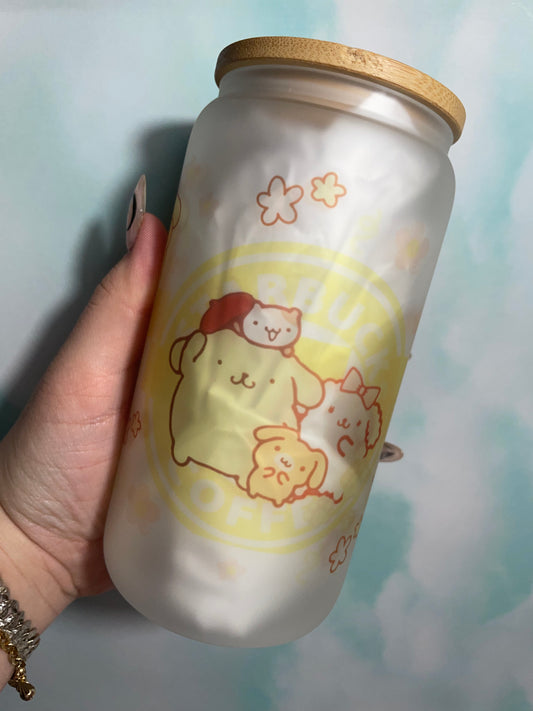 Yellow Doggie 16 oz Frosted Glass Can