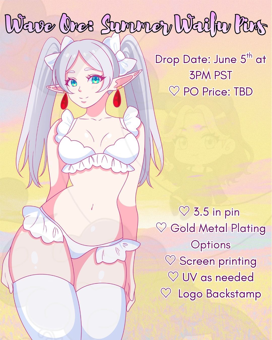 PRE-ORDER: Summer Waifu Enamel Pins - Wave One