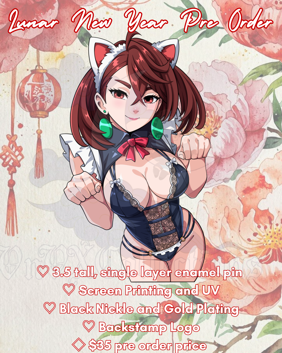 PRE ORDER - Lucky Cat Momo 3.5 in Pin