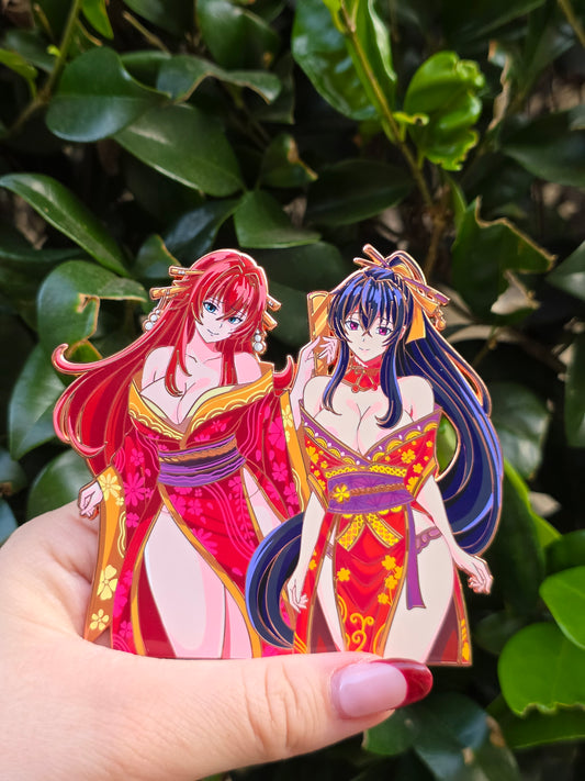 CNY Akeno/Rias Rose Gold and Chrome Enamel Pins