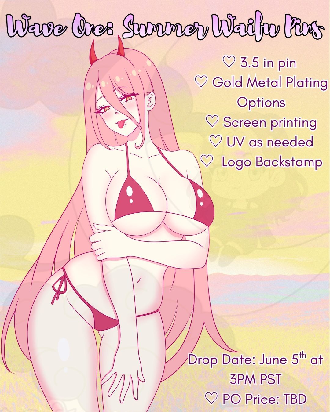 PRE-ORDER: Summer Waifu Enamel Pins - Wave One